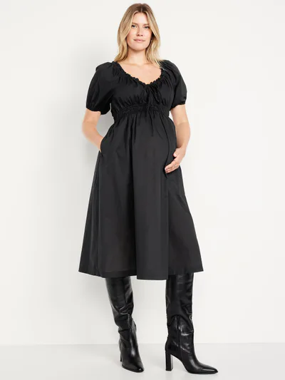 Old Navy Maternity Puff-Sleeve Midi Dress