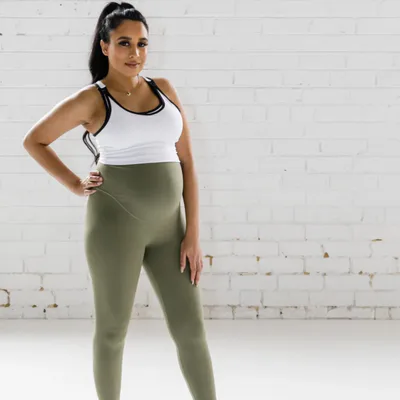 Emamaco Emama Maternity Leggings - Olive - Full Length FINAL SALE