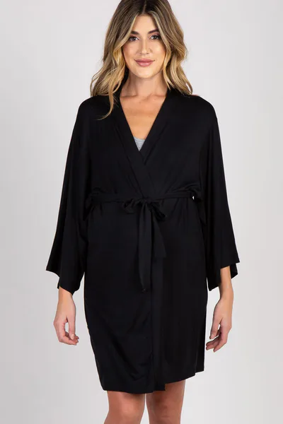 PinkBlush PinkBlush Black Delivery/Nursing Maternity Robe
