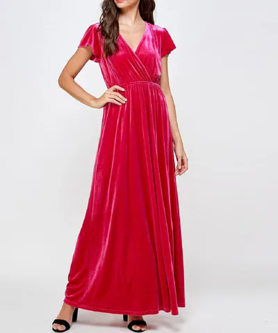 Bump City The Fiona Velvet Maxi (Fuscia Pink)