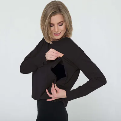 Milk & Baby Abigail Long Sleeve Nursing Pullover | Noir