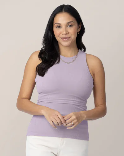 Kindred Bravely Ribbed Bamboo Racerback Nursing Tank | Lavender Mist