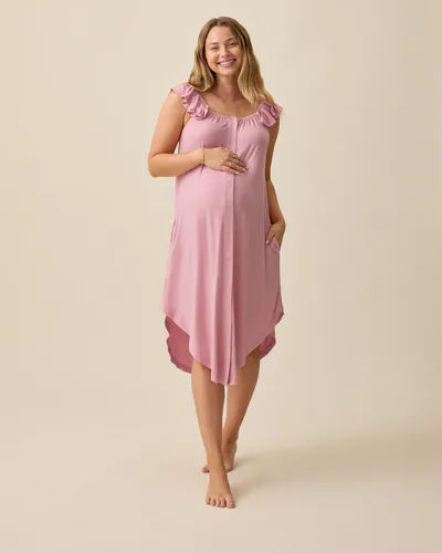 Kindred Bravely Ruffle Strap Labor & Delivery Gown | Light Mauve