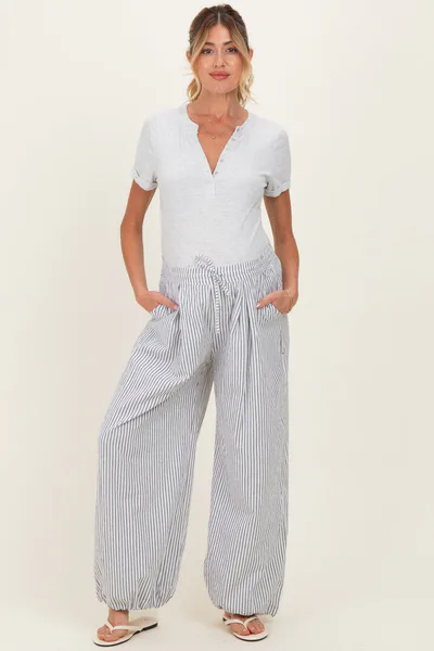 PinkBlush Black Striped Balloon Maternity Pants