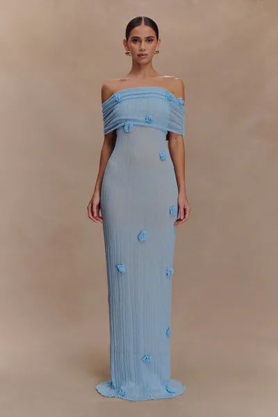MESHKI Brynn Orchid Knit Maxi Dress - Baby Blue