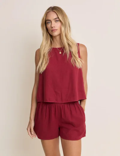 For The Creators Red Tulip Wrap Detail Tank Top