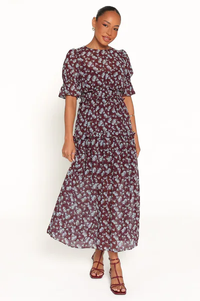 Petal & Pup Kelina Maxi Dress - Burgundy Floral