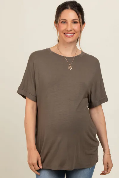PinkBlush Olive Relaxed Fit Maternity T-Shirt