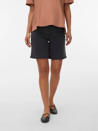 For The Creators Black Over bump Maternity Denim Shorts