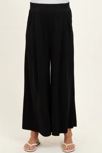 PinkBlush Black Cropped Wide Leg Maternity Pants