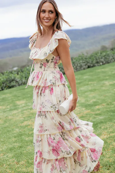 Petal & Pup Belle Maxi Dress - Yellow Floral