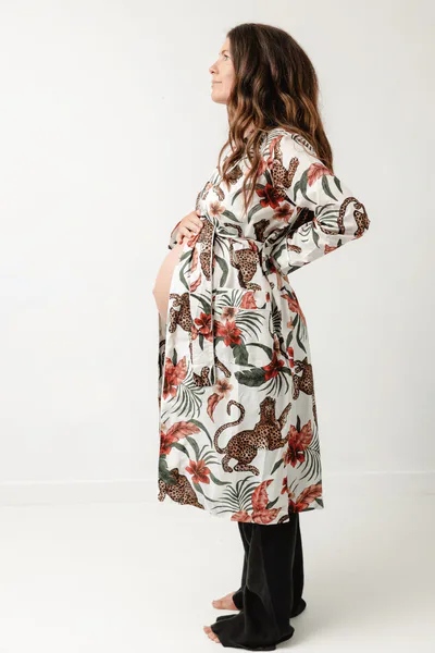 For The Creators Soleia Leopard Print Cream Robe