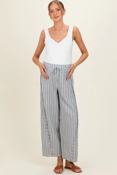 PinkBlush Seafoam Washed Striped Maternity Pants