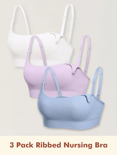 Momanda 3 Pack Ribbed Nursing Bralette