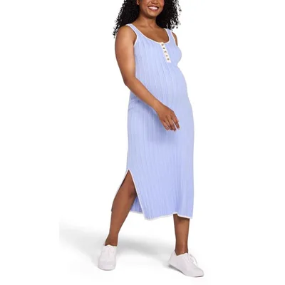 Target Women's Sleeveless Nursing Henley Midi Maternity Dress - Peacoat Stripe - Size: Small - Motherhood Maternity