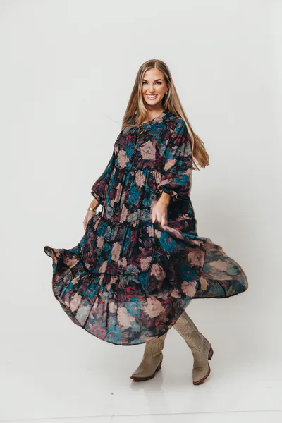 Worth Collective Tabitha Midi Dress in Black - Bump Friendly