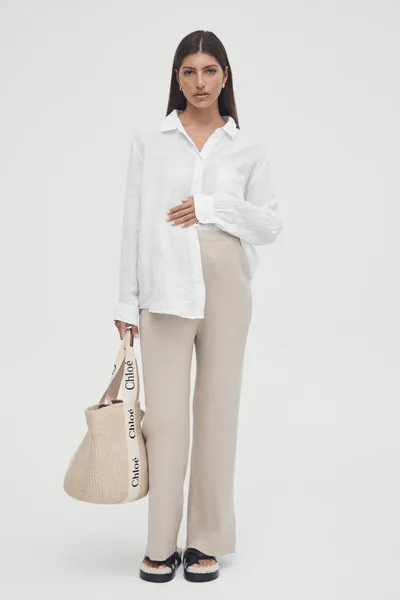 Legoe Heritage Knit Split Hem Pant (Oat) - FINAL SALE