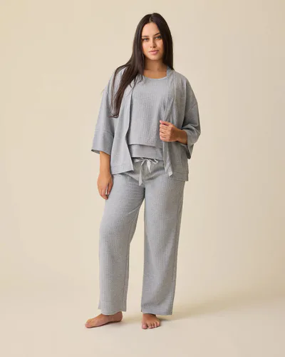 Kindred Bravely Waffle Maternity & Nursing Three-Piece Lounge Set | Grey Heather