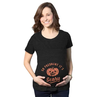 Target Maternity so Pregnant It's Scary T Shirt Funny Halloween Jack-O-Lantern Pregnancy Tee - Crazy Dog Maternity T Shirt For Halloween Season Black XL