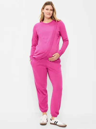 Old Navy Maternity Rollover-Waist Fleece Jogger Sweatpants