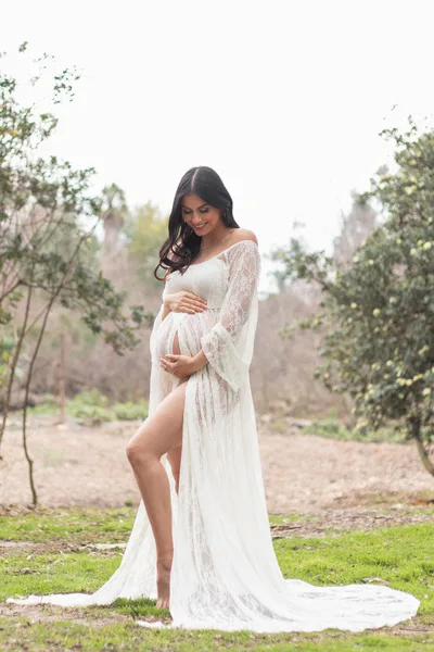 PinkBlush PinkBlush White Lace Off Shoulder Maternity Photoshoot Gown/Dress
