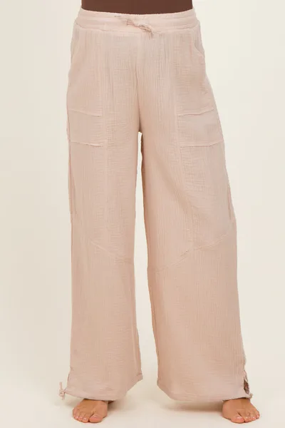 PinkBlush Natural Gauze Cinched Hem Maternity Pants