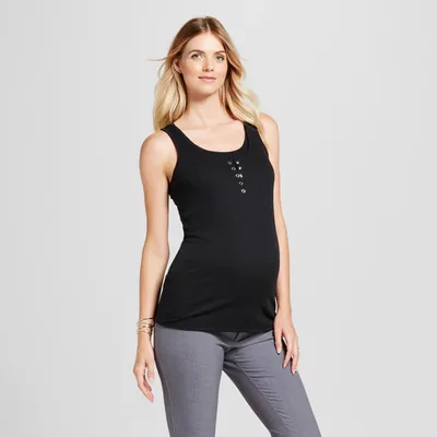 Target Nursing Henley Maternity Tank Top - Isabel Maternity by Ingrid & Isabel™ Black XS: Sleeveless Pullover Shirt