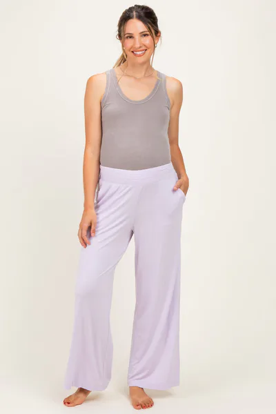 PinkBlush Petal Lilac Ankle Wide Leg Maternity Pants