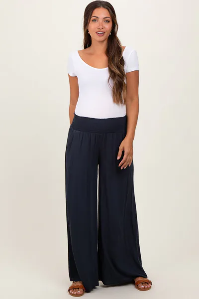 PinkBlush Charcoal Wide Smock Waist Maternity Pants