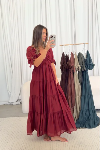 Worth Collective Grayson Maxi Dress in Wine Red - Bump Friendly & Inclusive Sizing