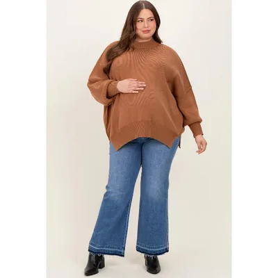 Target Pinkblush Blue Raw Hem Distressed Ankle Wide Leg Maternity Plus Jeans 2X