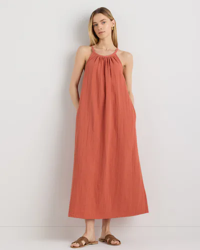 Quince 100% Organic Cotton Gauze Sleeveless Maxi Dress