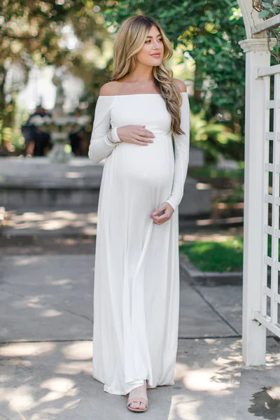PinkBlush PinkBlush Petite Ivory Solid Off Shoulder Maternity Maxi Dress