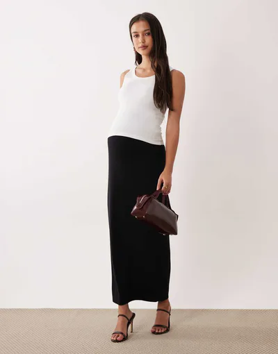 ASOS jersey column maxi skirt in black