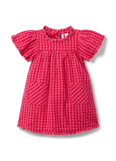HATCH The Gingham Flutter Sleeve Dress