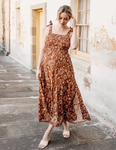 Angel Maternity Maternity Maxi Lilliana Dress in Parsley