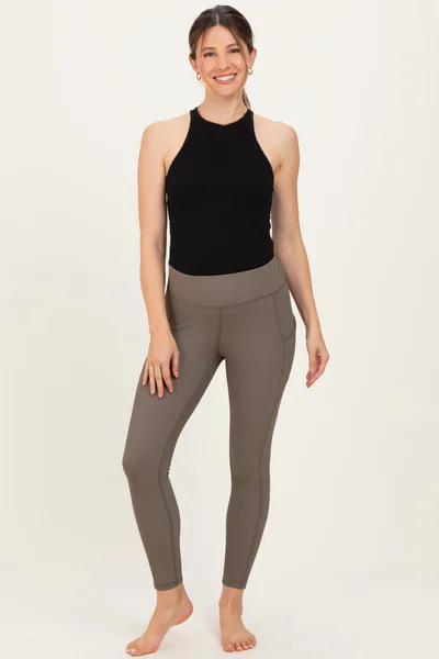 PinkBlush Mocha Ribbed Active Maternity Legging
