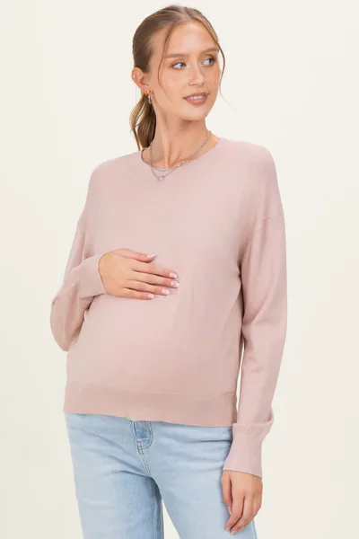 PinkBlush Blush Classic Crew Neck Maternity Sweater