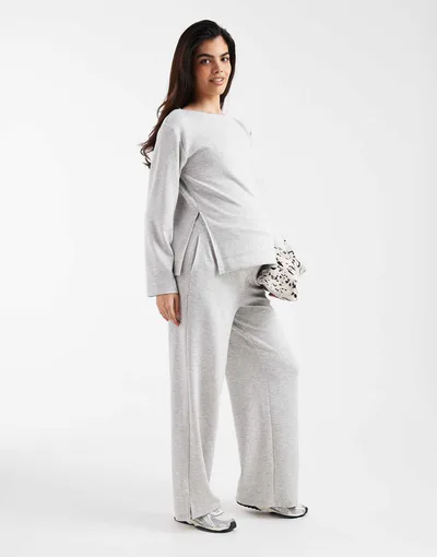 ASOS Vero Moda Maternity wide leg jersey pants in light gray - part of a set