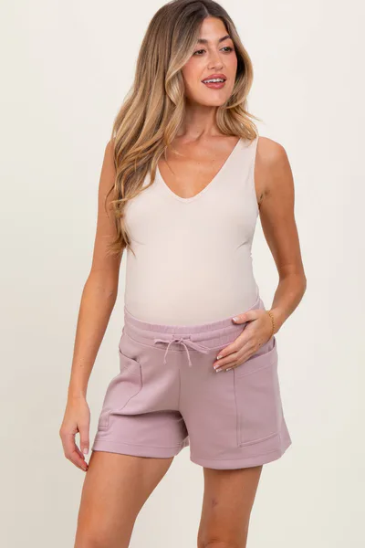 PinkBlush Light Pink Patch Pocket Maternity Shorts