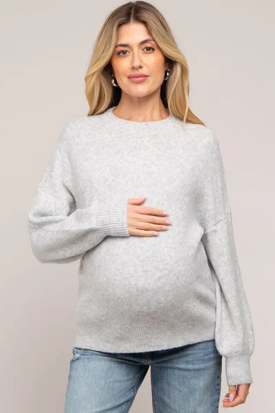 PinkBlush Silver Bubble Sleeve Maternity Sweater