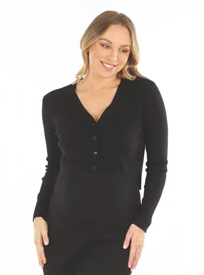 Angel Maternity Maternity Long Sleeve Cardigan in Black