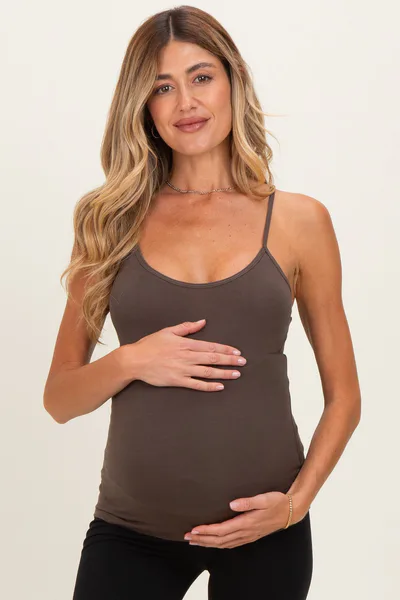 PinkBlush Brown Basic Adjustable Strap Maternity Cami