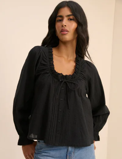 For The Creators Lumi Long Sleeve Black Blouse