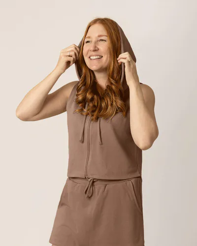 Kindred Bravely French Terry Sleeveless Nursing Hoodie | Taupe
