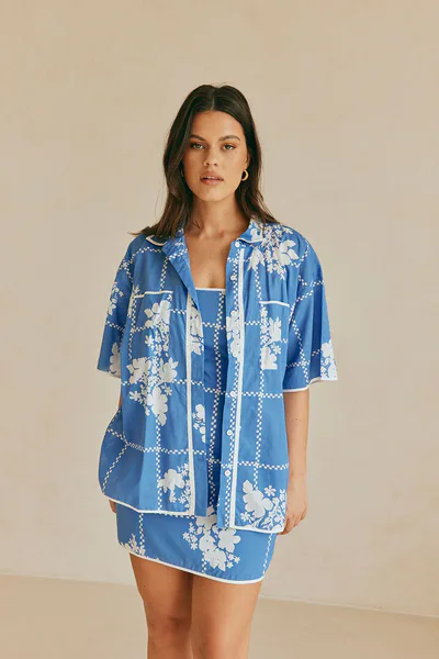 SABO Amira Top - Check Flowers