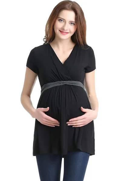 Kimi + Kai Kimi + Kai Maternity "Jasmine" Colorblock Nursing Top