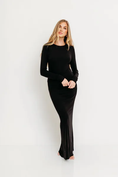 Worth Collective Cru Tiny Ribbed Maxi Dress in Black - Bump Friendly *8/27 PRE-ORDER*