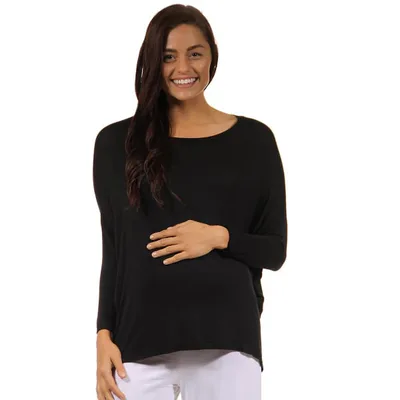 Target 24seven Comfort Apparel Maternity Oversized Long Sleeve Dolman Top-Black-S