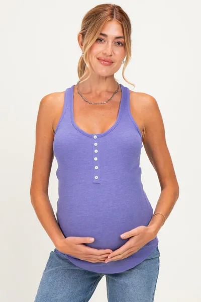 PinkBlush Violet Button Front Maternity Tank Top